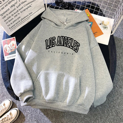Log Angeles California Art Printing Women Hoodies Autumn Fleece Hoody Pocket Oversized Pullovers Hip Hop Y2K Fashion Hoodie