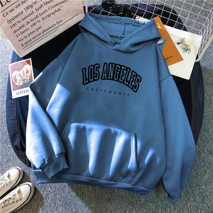 Log Angeles California Art Printing Women Hoodies Autumn Fleece Hoody Pocket Oversized Pullovers Hip Hop Y2K Fashion Hoodie