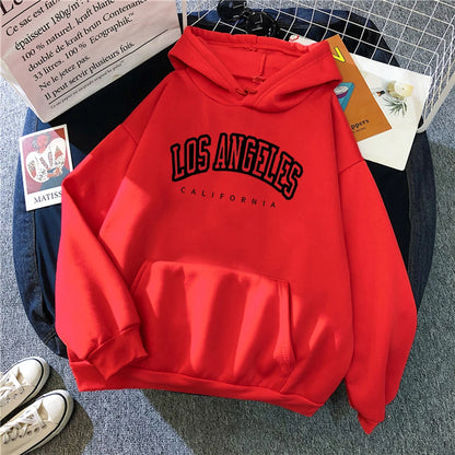 Log Angeles California Art Printing Women Hoodies Autumn Fleece Hoody Pocket Oversized Pullovers Hip Hop Y2K Fashion Hoodie