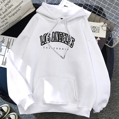 Log Angeles California Art Printing Women Hoodies Autumn Fleece Hoody Pocket Oversized Pullovers Hip Hop Y2K Fashion Hoodie