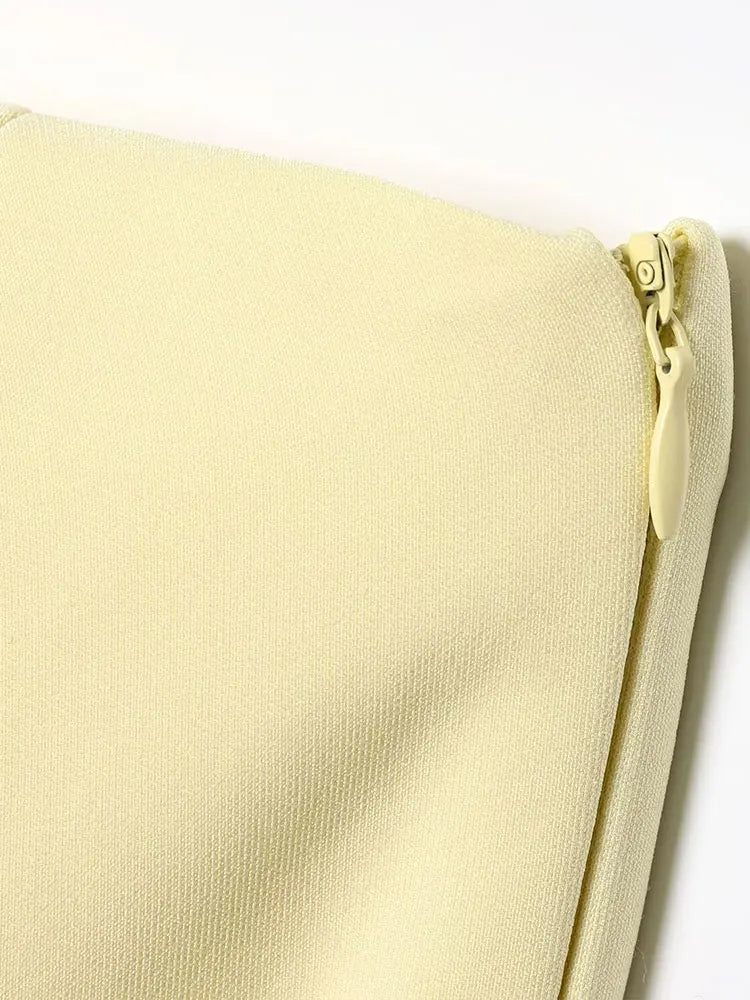 Women Yellow Tops Strapless Short Vest New Fashion Spring Summer Holiday Evening Club Tops