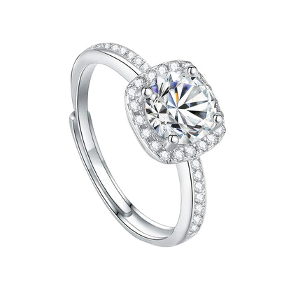 Moissanite Halo Ring – Sterling Silver