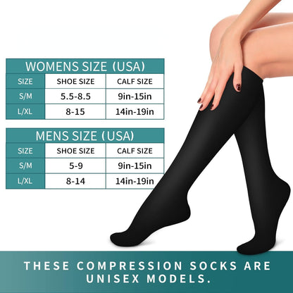 Compression Socks for Nurses & Active Women – 6 Pairs S/M (Black)