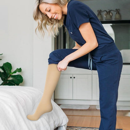 Compression Socks for Nurses & Active Women – 6 Pairs S/M (Khaki)