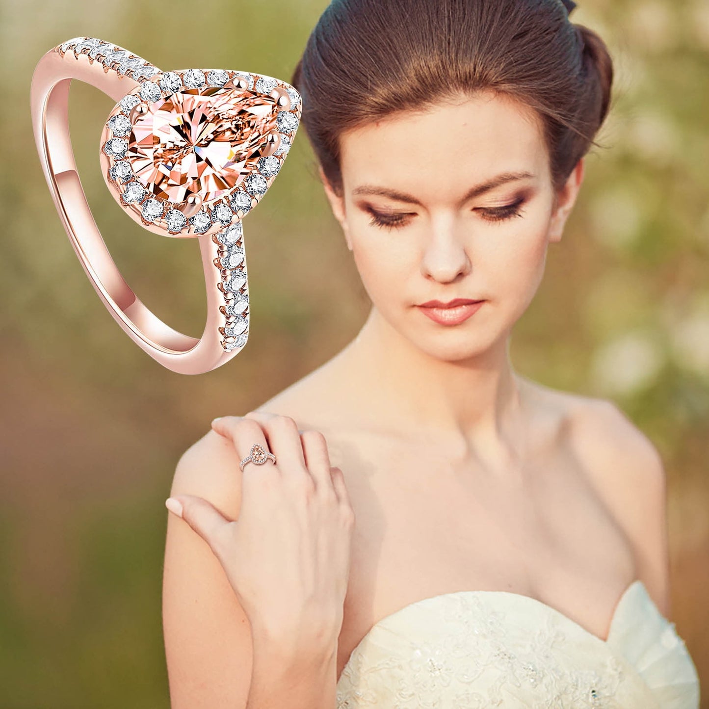 Black Zircon Ring – Rose Gold