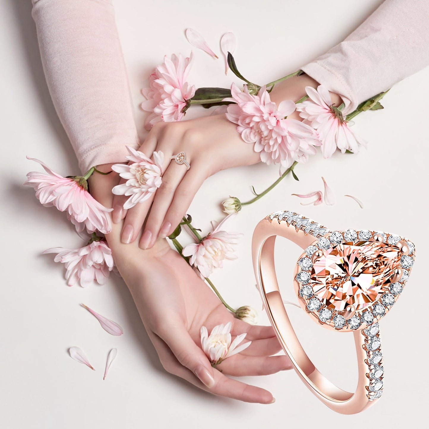 Black Zircon Ring – Rose Gold