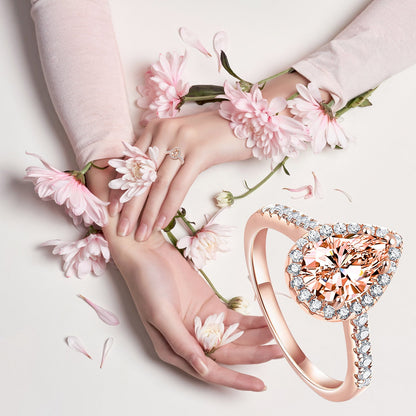 Black Zircon Ring – Rose Gold
