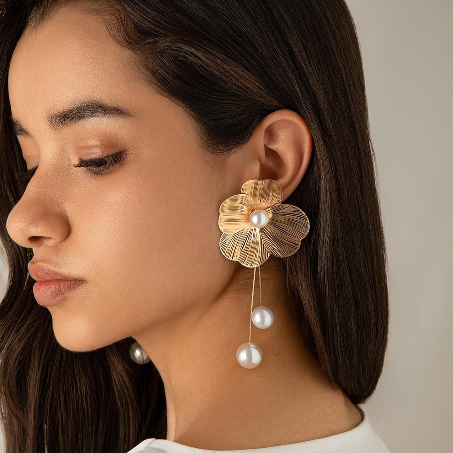 Gold Flower Statement Earrings