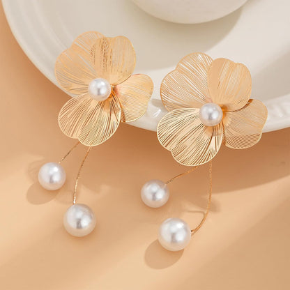 Gold Flower Statement Earrings