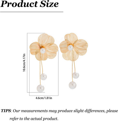 Gold Flower Statement Earrings
