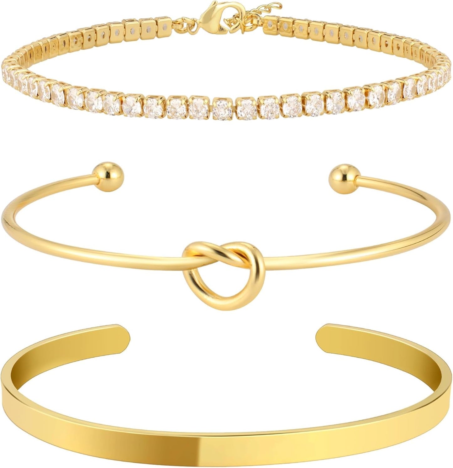 Gold Bangle Cuff Bracelet – Cubic Zirconia