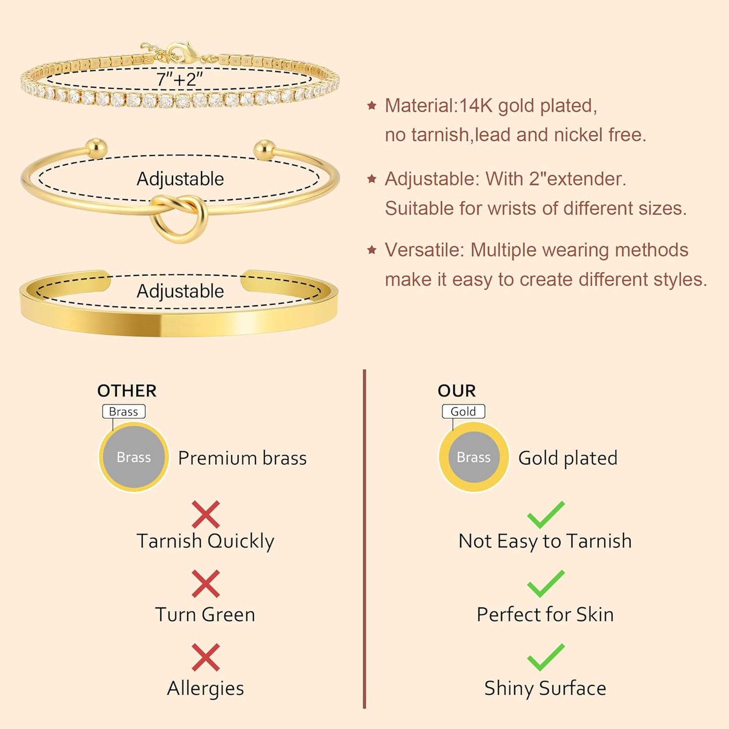 Gold Bangle Cuff Bracelet – Cubic Zirconia