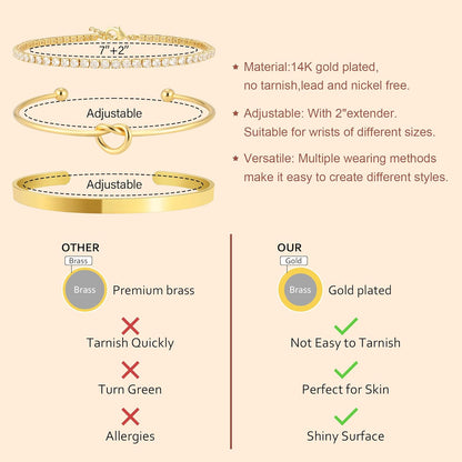 Gold Bangle Cuff Bracelet – Cubic Zirconia