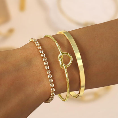 Gold Bangle Cuff Bracelet – Cubic Zirconia