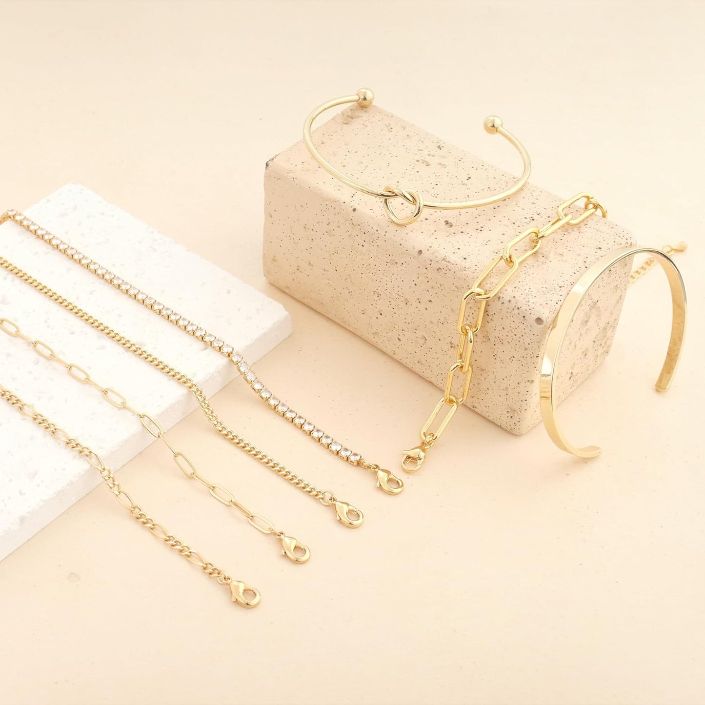 Gold Bangle Cuff Bracelet – Cubic Zirconia