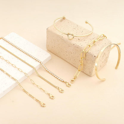 Gold Bangle Cuff Bracelet – Cubic Zirconia