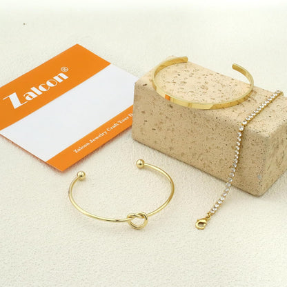 Gold Bangle Cuff Bracelet – Cubic Zirconia