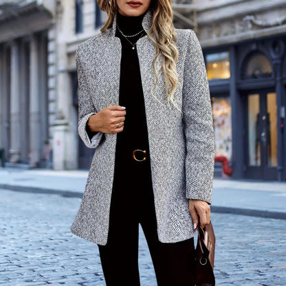 Veste Blazer Élégante Femme À Texture – Col Montant
