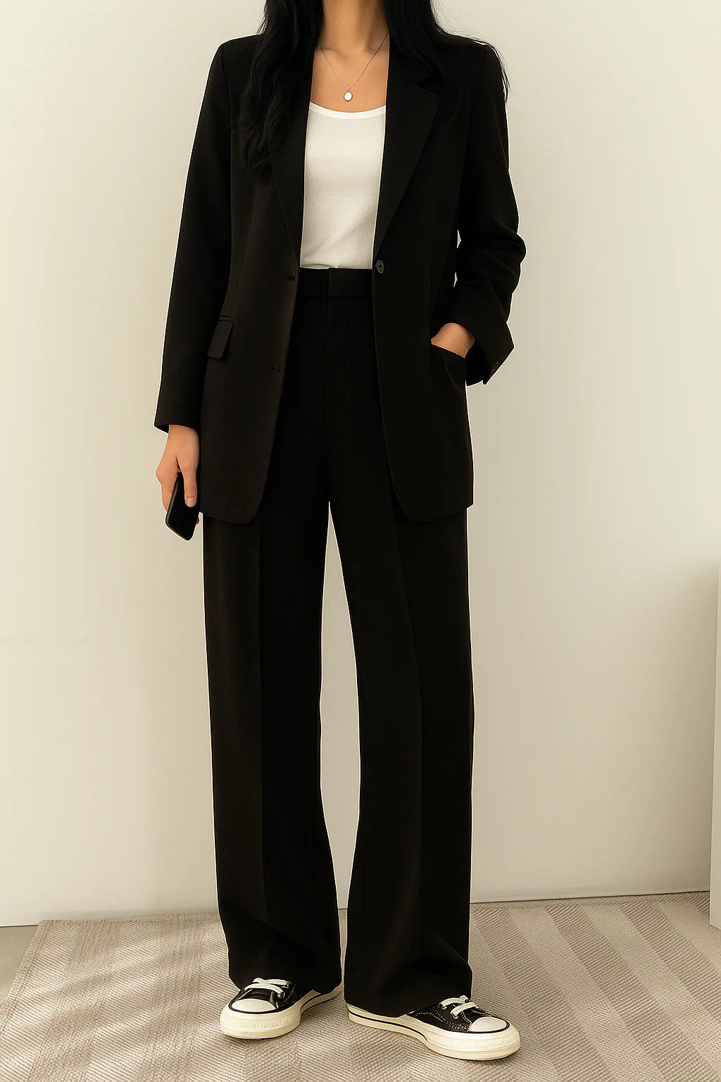 Women'S Suit Tailored Blazer and Pantalon Set, High-Quality Fabric
