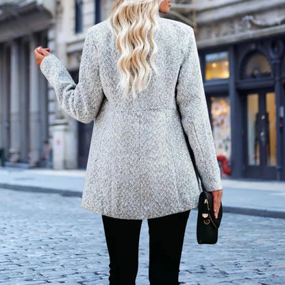 Veste Blazer Élégante Femme À Texture – Col Montant
