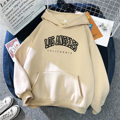 Log Angeles California Art Printing Women Hoodies Autumn Fleece Hoody Pocket Oversized Pullovers Hip Hop Y2K Fashion Hoodie