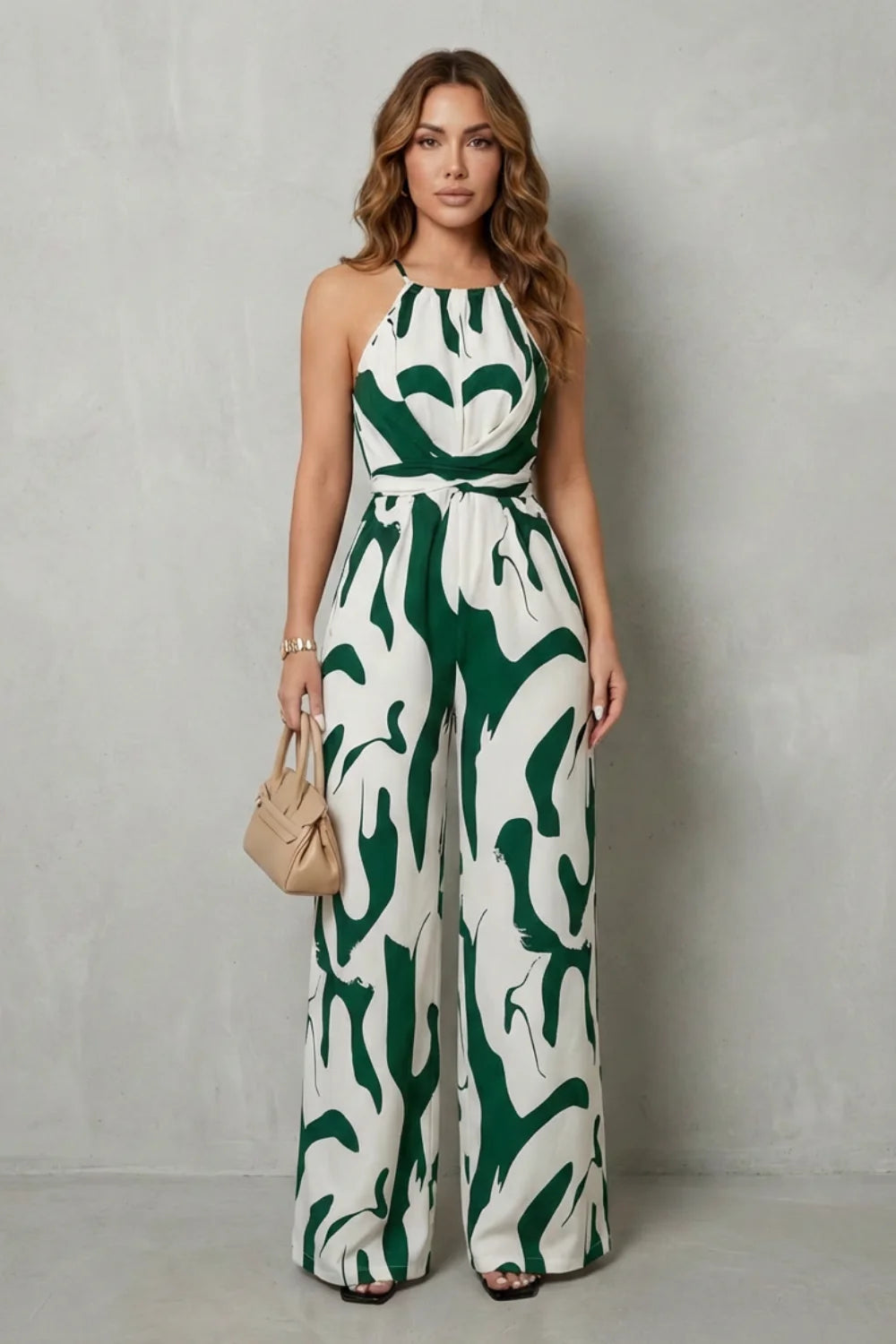 Rivaee – Abstract Print Halter – Wide-Leg Jumpsuit