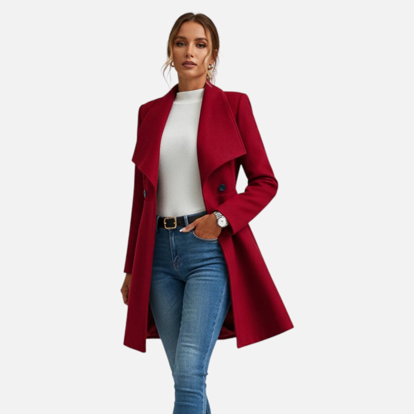 Women’S Lapel Wool Winter Coat