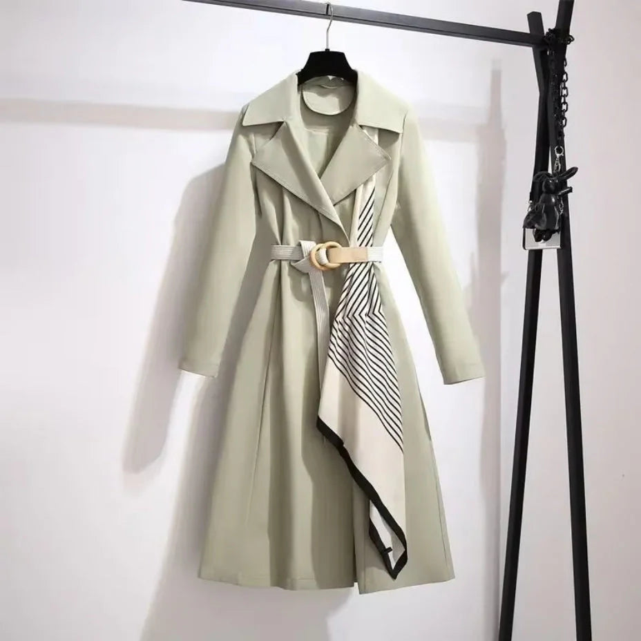 Rivaee – Double Breasted Belted Coat with Lapel Collar
