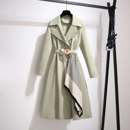 Rivaee – Double Breasted Belted Coat with Lapel Collar