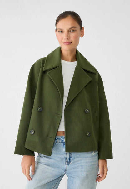 Women'S Short Coat – Double Breasted Elegant Chic Transition Jacket