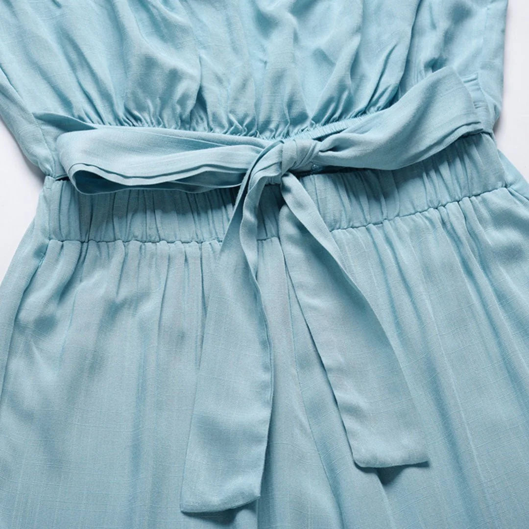 Women'S Strapless Tie Waist Wide Leg Jumpsuit