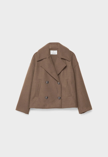 Women'S Short Coat – Double Breasted Elegant Chic Transition Jacket
