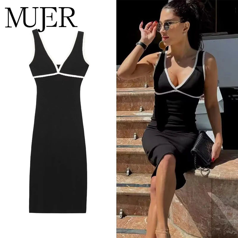  Knitted Slip Dresses for Women Black Backless Women'S Summer Dress Holiday Beach Midi Dress Woman Sexy Party Dresses