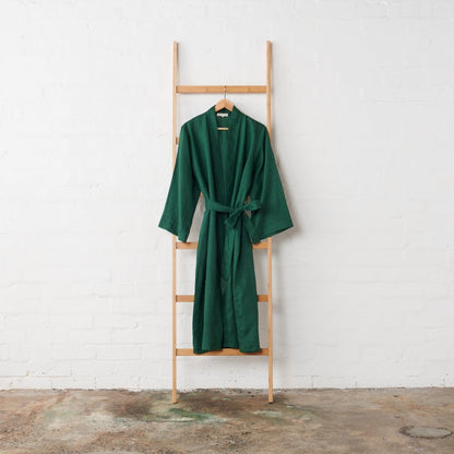 Linen Bathrobe – Emerald Green