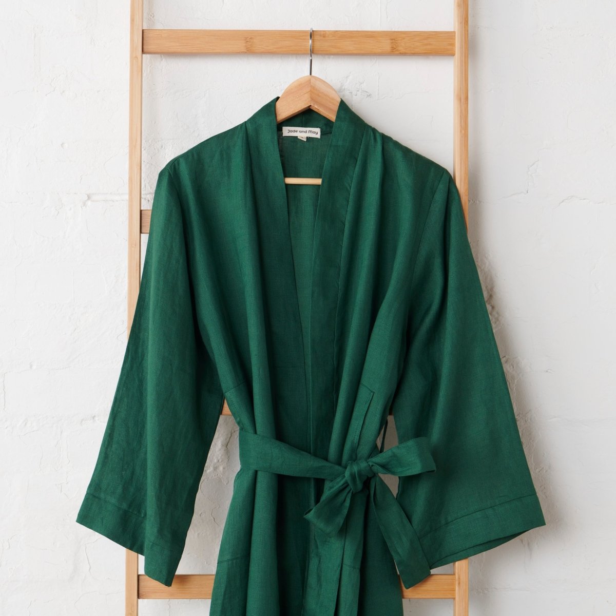 Linen Bathrobe – Emerald Green
