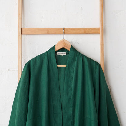 Linen Bathrobe – Emerald Green