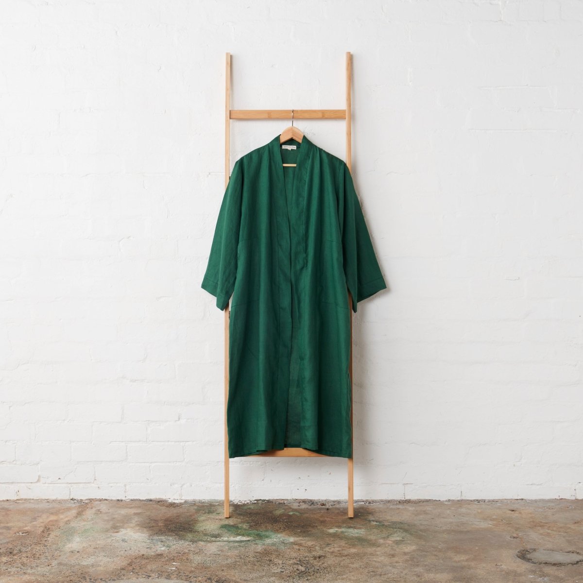 Linen Bathrobe – Emerald Green