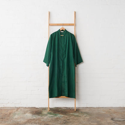 Linen Bathrobe – Emerald Green