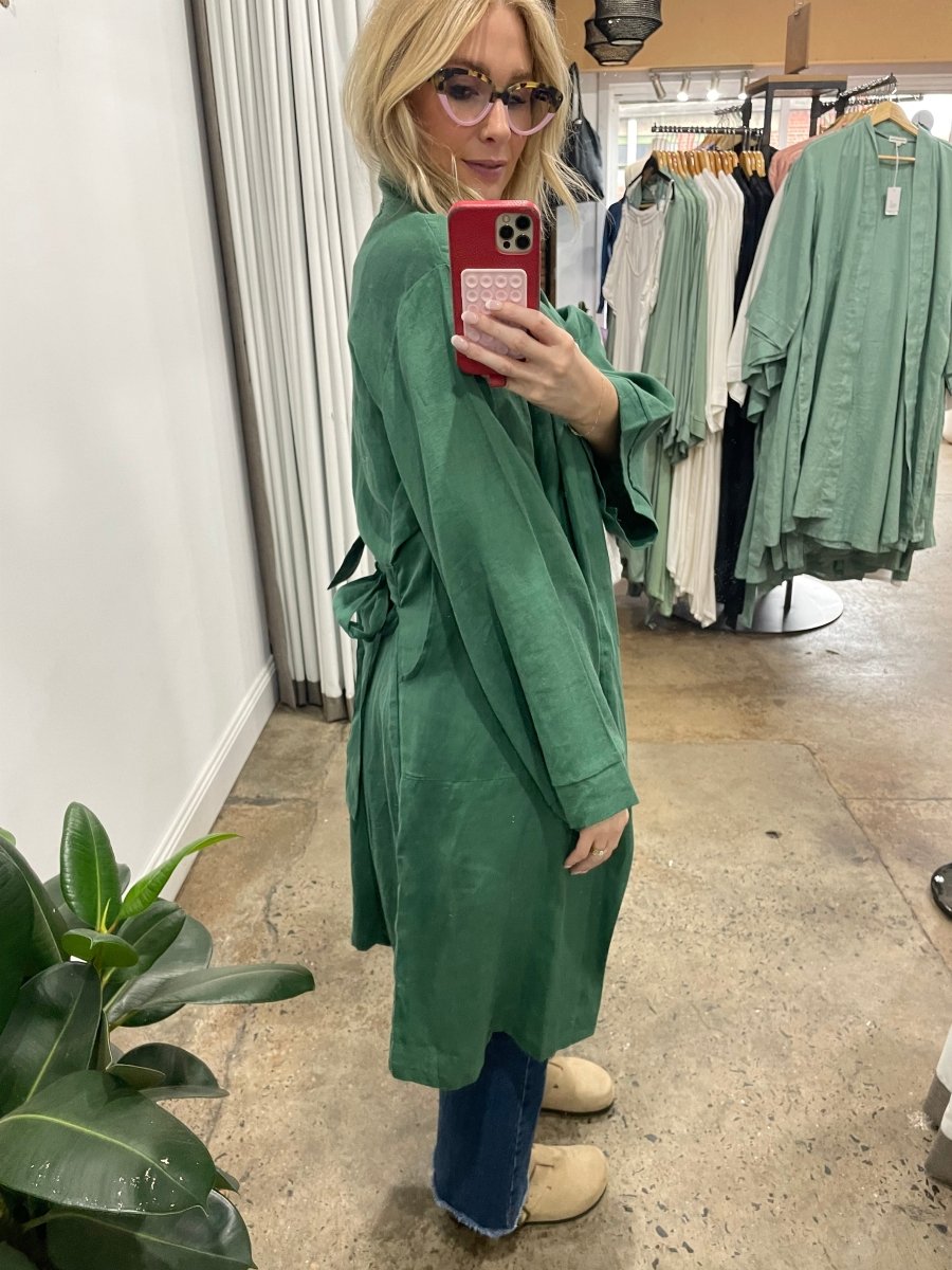 Linen Bathrobe – Emerald Green