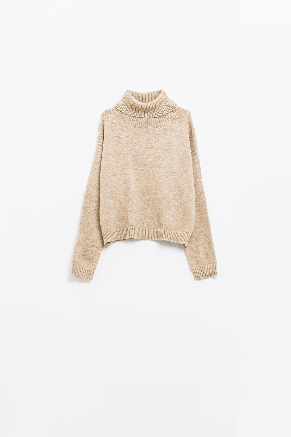 Loose Dropped-Sleeve Beige Sweater